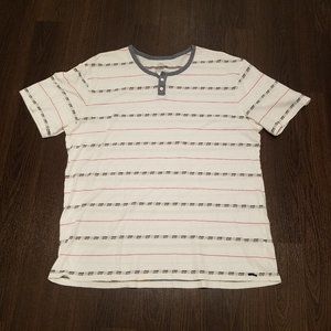 On The Byas White Red Gray Striped Shirt Sz XL